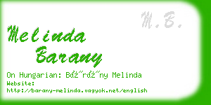 melinda barany business card